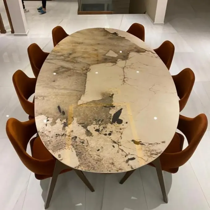 Table en Céramique Italienne 2m95 sur 1m55 Forme ovale 